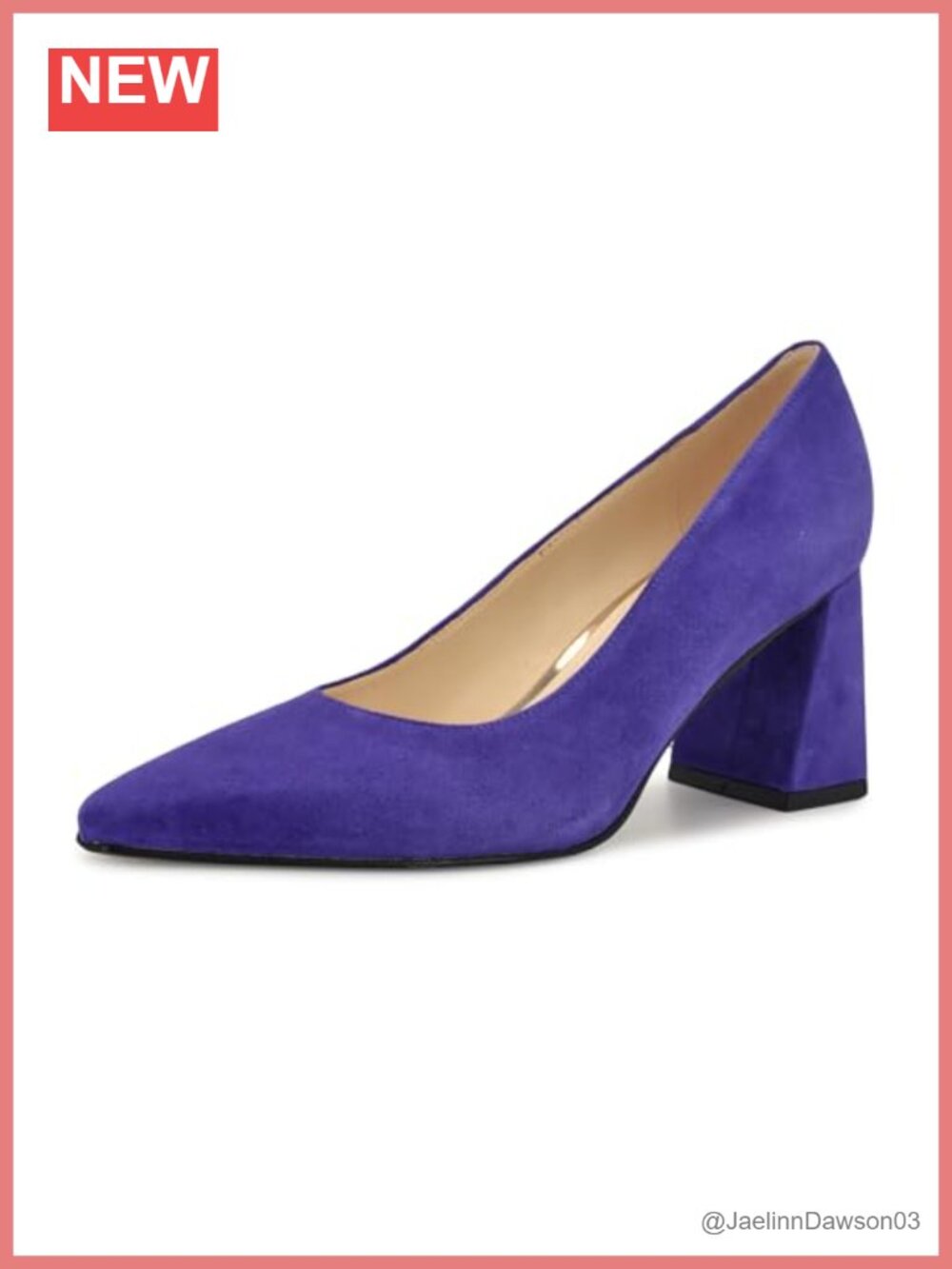 Nine West Monda Suede Block Heel Pumps Slip-On Pointed Toe
